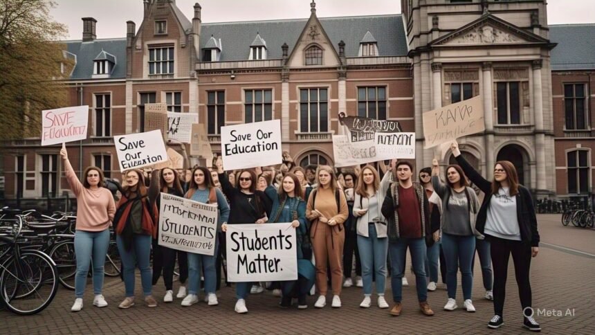 universities protest in Maastricht against Dutch education cuts