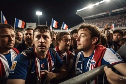 Disappointed Lyon fans afterFrench champions Lyon relegated to Ligue 2