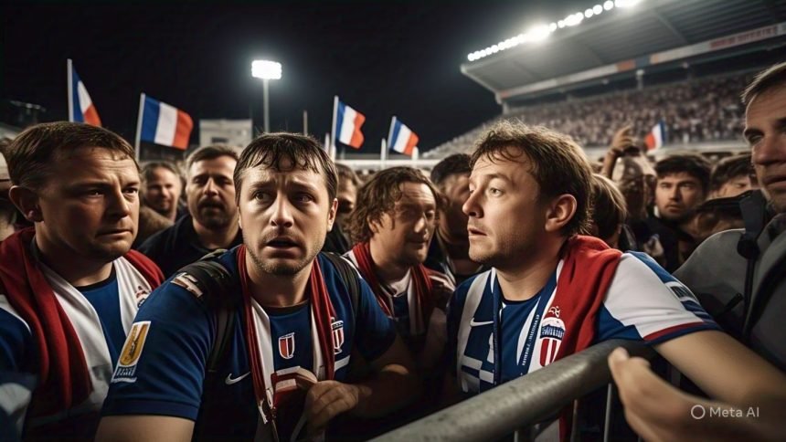 Disappointed Lyon fans afterFrench champions Lyon relegated to Ligue 2