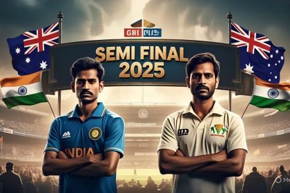 India vs Australia Semi Final 2025 Live cricket match photo showing both teams on the field during Champions Trophy semi-final clash