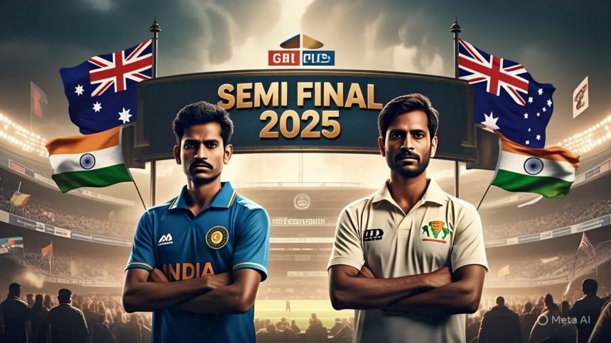 India vs Australia Semi Final 2025 Live cricket match photo showing both teams on the field during Champions Trophy semi-final clash
