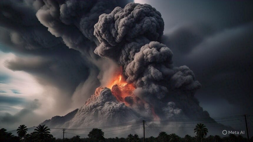 Indonesia declares highest alert level after major volcano eruption at Mount Lewotobi Laki-Laki with a huge ash cloud rising above the crater